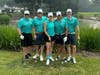 Team Benavides, who has attended all 6th years, won best dressed team in their matching teal golf shirts and “Par-tee” for the Y Caps.  (Left) Ryan Jacob, Mike McCarthy, Johanna Benavides, Bryan Benavides and Lance Neuhauser.