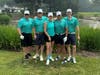  Team Benavides, who has attended all 6th years, won best dressed team in their matching teal golf shirts and “Par-tee” for the Y Caps.  (Left) Ryan Jacob, Mike McCarthy, Johanna Benavides, Bryan Benavides and Lance Neuhauser.