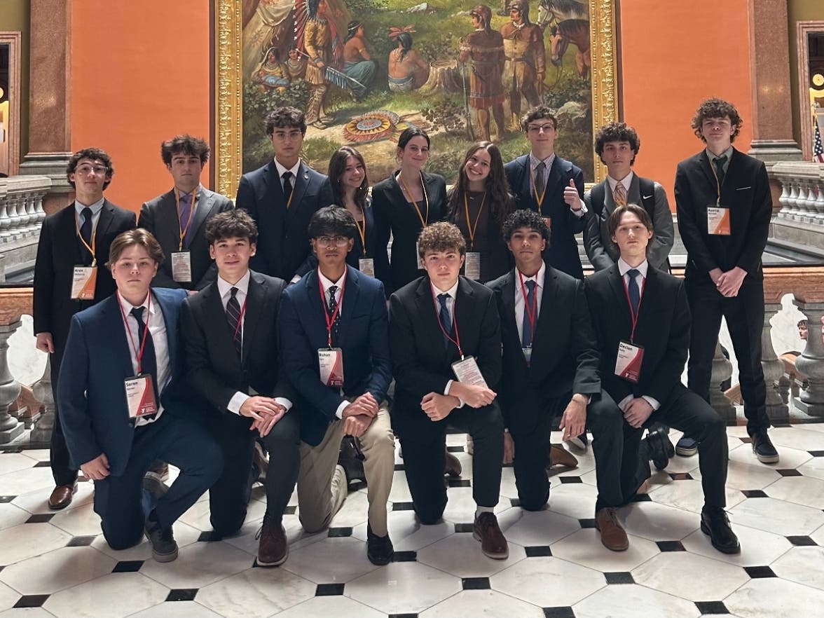 Back: Aren Stolyarov, Tyler Copilevitz, Fabian Beiko, Jordyn Fliegler, Emma Karpel, Lainey Reinglass, Patrick Dolan, Sam Epstein, Austin Horvath. Front: Soren Garner, Charlie Woodruff, Saif Kahn, Eddie Mesropyan, Rohan Jain, Declan Kelly