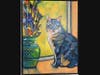 North Suburban YMCA’s Community Gallery for October features artist Lois Johnson, this painting is named Cat & Flower, Oil and acrylic on canvas