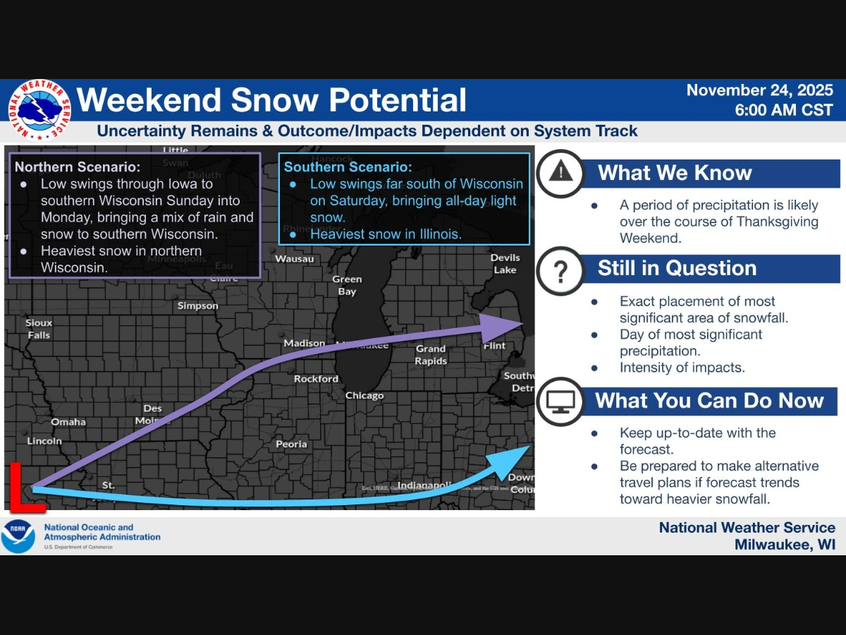 Snow Possible Across Parts Of Wisconsin Over Thanksgiving Weekend ...