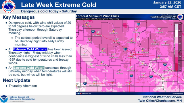 Wind Chills Up To 50 Below Zero Arrive Tonight: Minnesota Weather ...