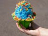 Blue Moon Crunch — Minnesnowii Shave Ice dusts blue moon-flavored shave ice with Fruity Pebbles and condensed milk.