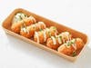 Chorizo Manchego Croquettes — Paella Depot fries Spanish potato croquettes filled with manchego cheese and chorizo, drizzled with lemon garlic aioli.