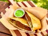 The Fried and the Furious: Cubano Drift — The Herbivorous Butcher deep-fries a vegan Cubano-style sandwich in a crunchy tortilla with jalapeno citrus sauce on the side.