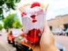 Strawberries & Blueberry Creme Parfait — Strawberries 'N Creme layers whole strawberries with blueberry non-dairy topping and gluten-free waffle chips.
