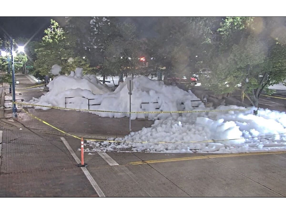 Someone dumped soap into the Fountain of the Wind in Canal Park on Aug. 1, triggering a police response and a cleanup that cost the city about $3,000, according to the Duluth Police Department.