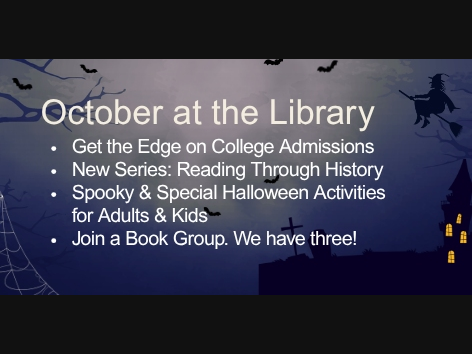 October is here and we have a lot to share! Our new book series, Reading Through History, is launching, high schoolers and parents can get the scoop on navigating the college admissions process and we have lots of spooky fun for adults and kids!