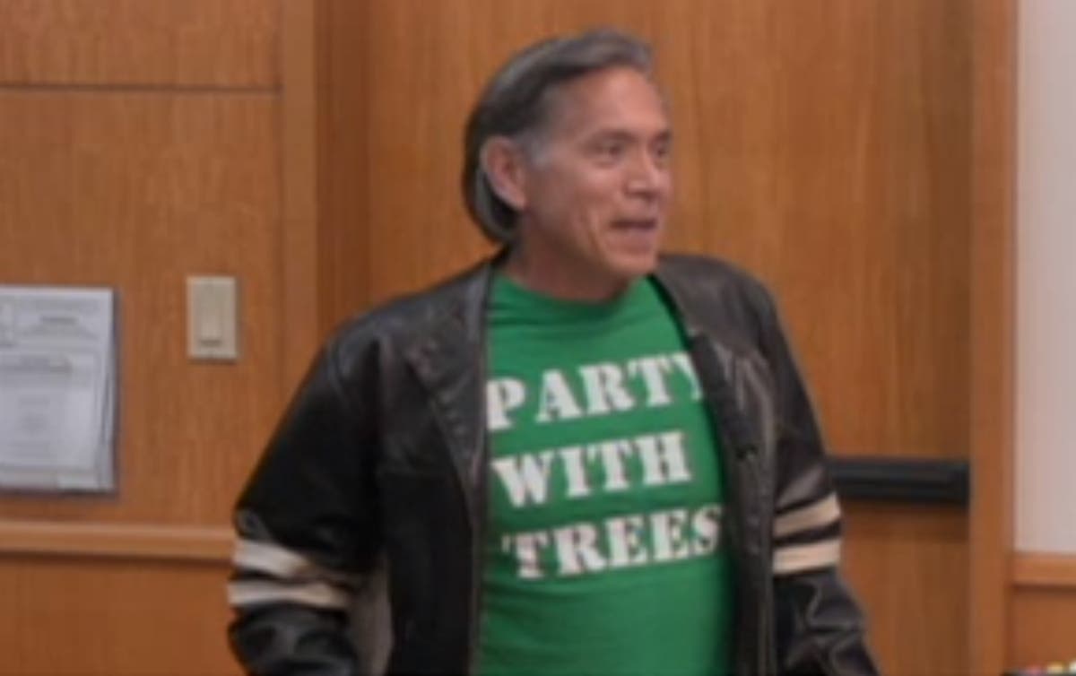 Ruben Flores celebrates the upcoming Arbor Day celebration in Laguna Beach.