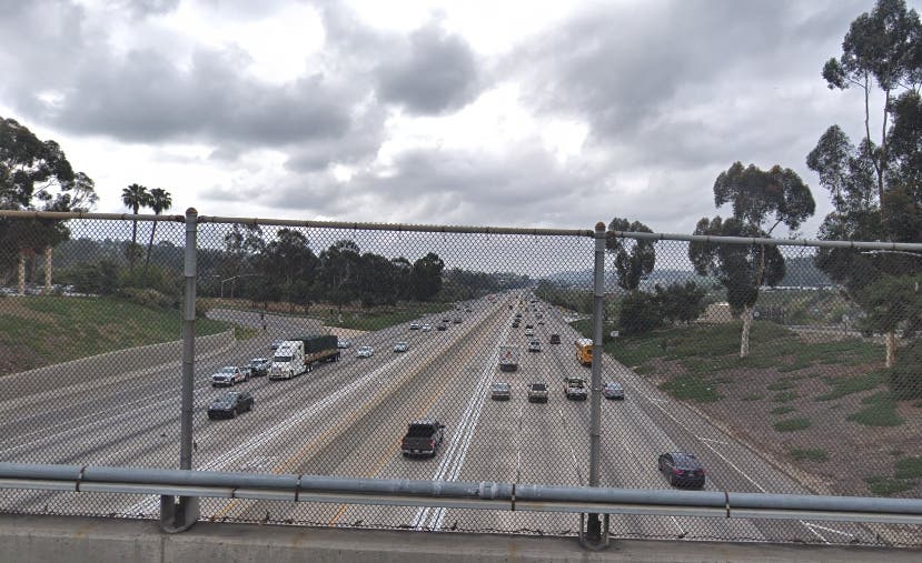 A driver fled a single car crash on the 5 freeway after dropping housewares across the road.