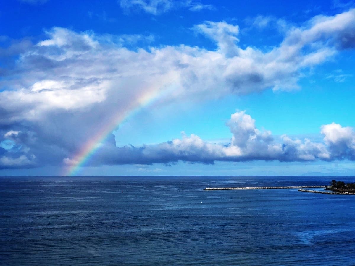 Rainbows on the water in Dana Point.