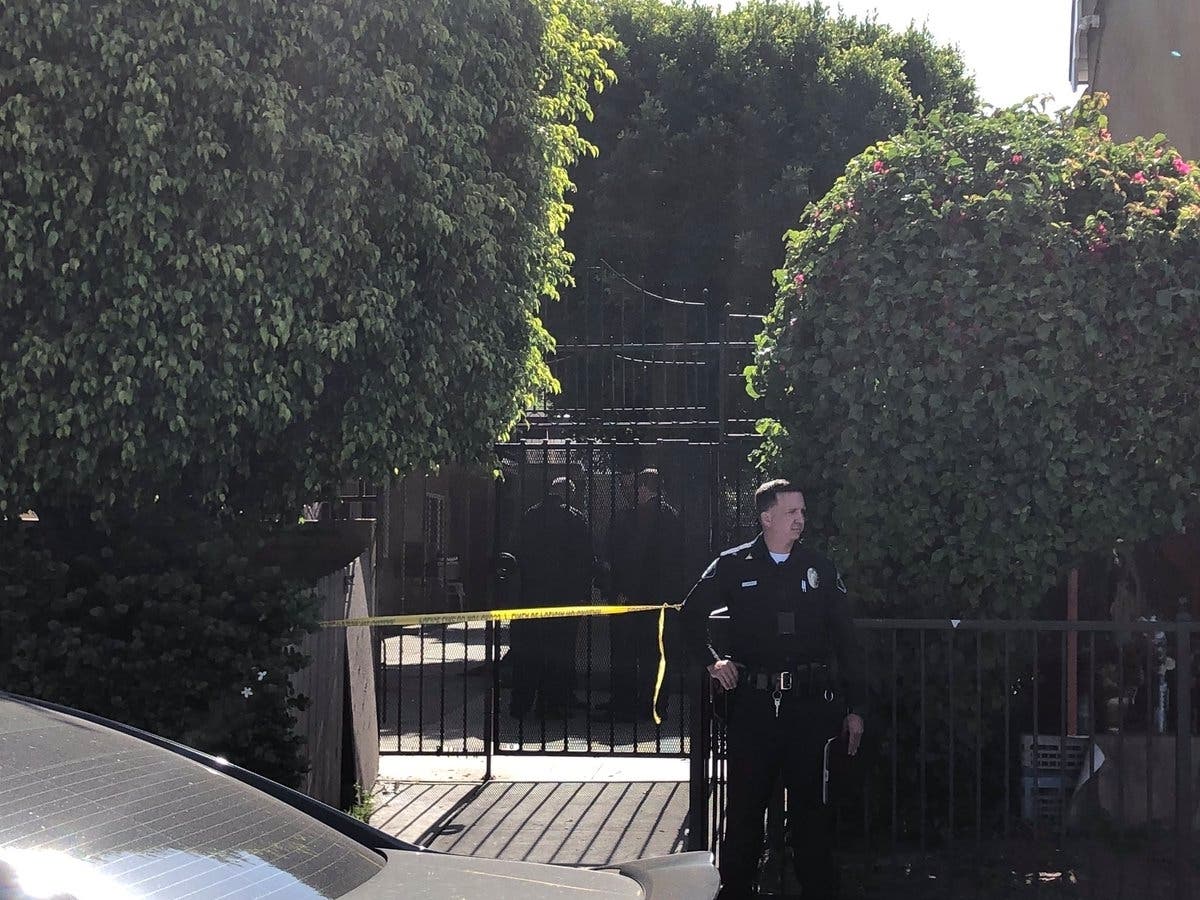 The scene of a homicide in Santa Ana after a woman was found dead, Friday.