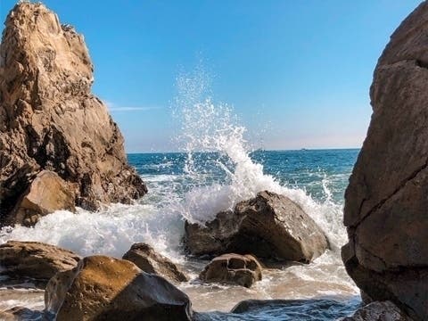 Waves crashing in Corona Del Mar.