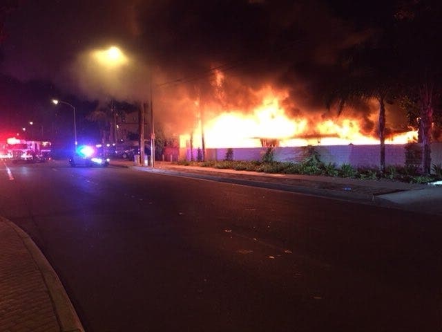 A mobile home fire displaced a mother and son in Anaheim.