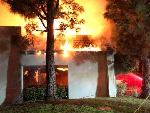 A Santa Ana strip mall suffered major damage in a fire, Wednesday morning.