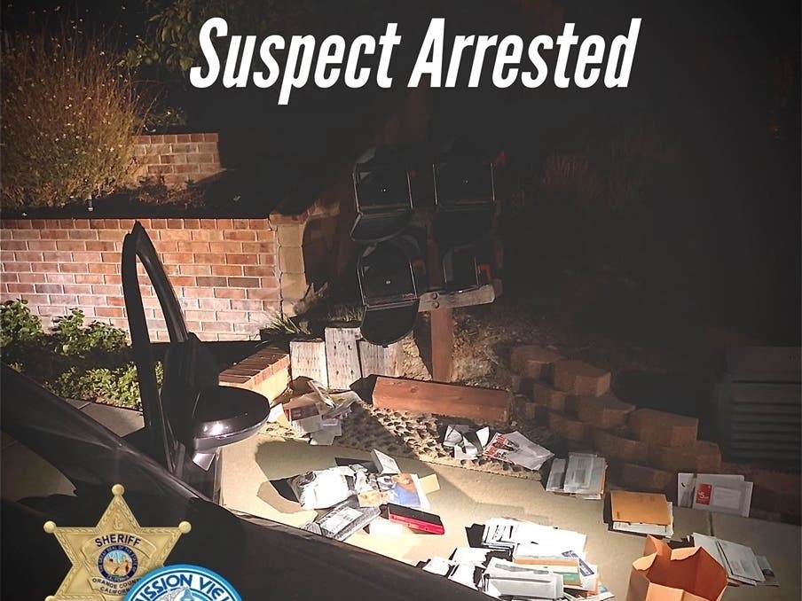 A suspect was arrested in a mail tampering incident in Mission Viejo.