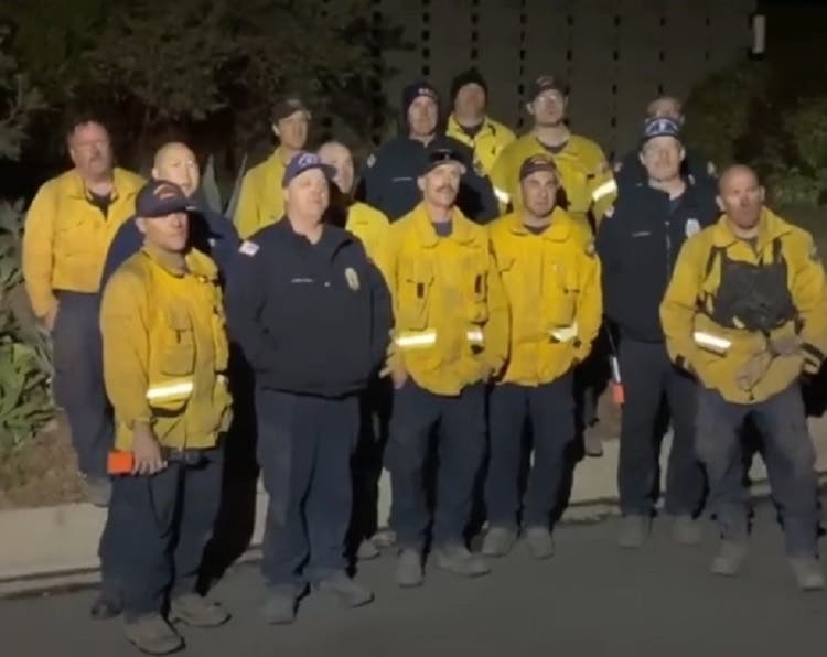 Firefighters battling the Tick fire in Los Angles shared a Happy Birthday message to a 3-year-old boy across the miles.