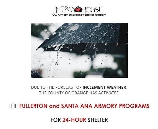 Due to cold and rainy weather, the shelters are open 24-hours.