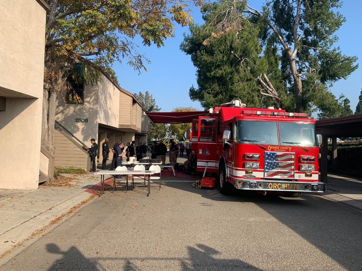 OCFA Hazmat crews responded to a Santa Ana apartment to dispose of 25 pounds of liquid mercury.