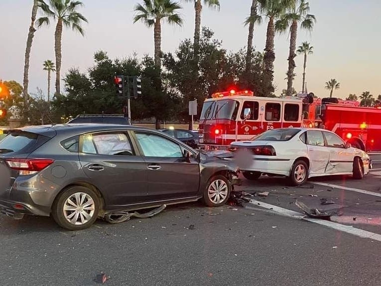 A crash delayed traffic on Marguerite and Crown Valley Parkway,  Monday.