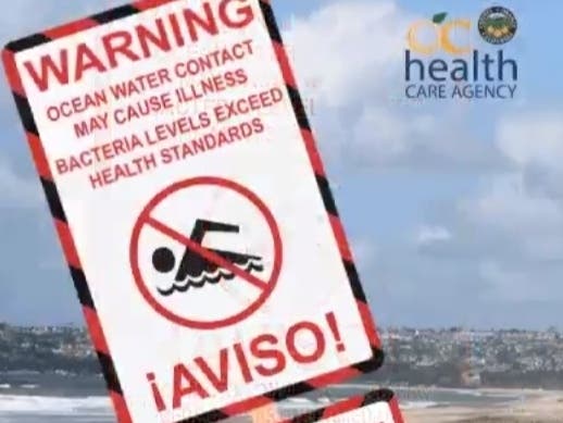 Laguna Beach's Three Arch Bay is under a water-contact warning Thursday due to high levels of bacteria.