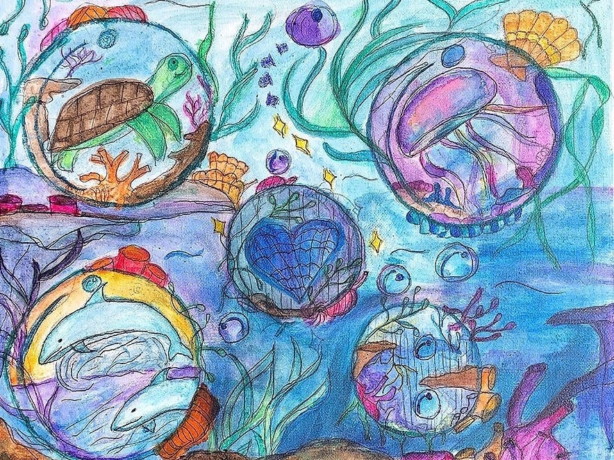 This year on Kid World Ocean Day, Garden Grove student Tracy N. was featured in a collective art project.