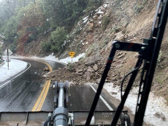 A rockslide slumped into lanes of State Route 78 midday Wednesday.