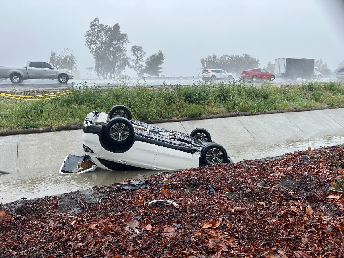 California Highway Patrol officer Mike Lassig reminds all drivers to slow down on wet roads. "Posted speed limits are for premier driving conditions only. When the roads are wet, you need to slow down."
