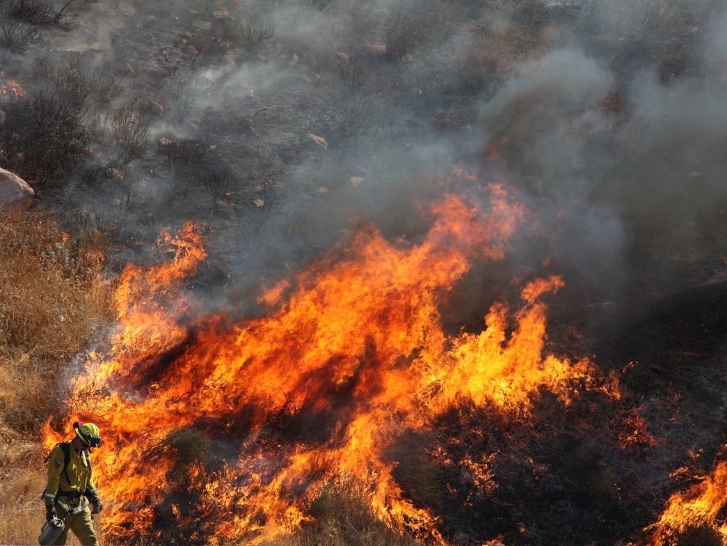 One firefighter was burned during the Lake Mathews controlled burn Monday.