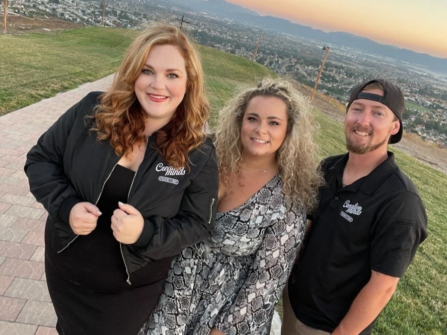 The production team of Creative Minds Productions is at work on the four new mazes of ScareScape. L. Alexandra “Lexy" Berru, Emily Seruga, and Sean Riegler.