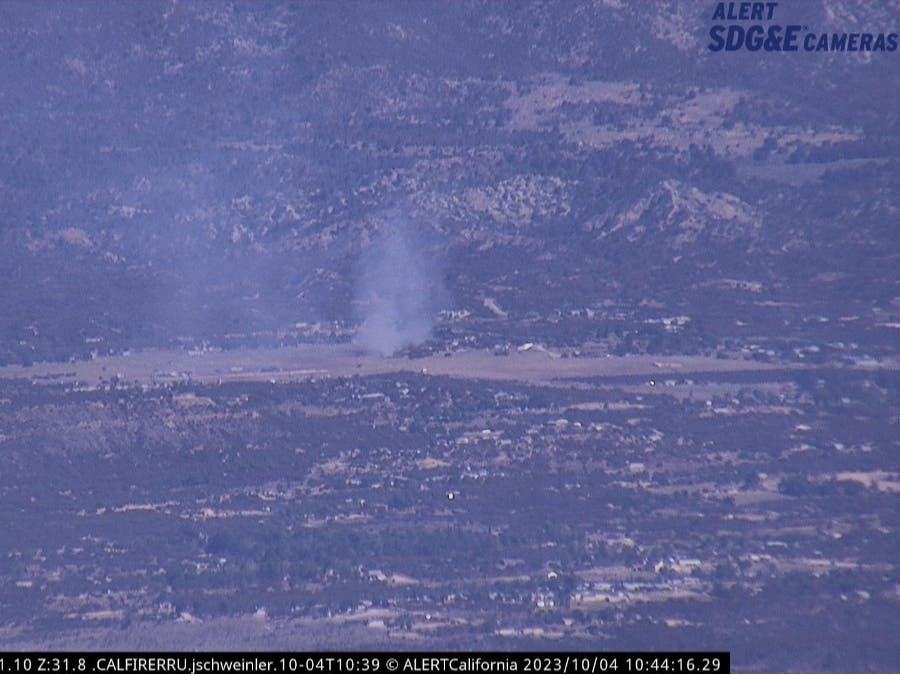 A plume of smoke was sent skyward Wednesday morning in the community of Anza, near Temecula.