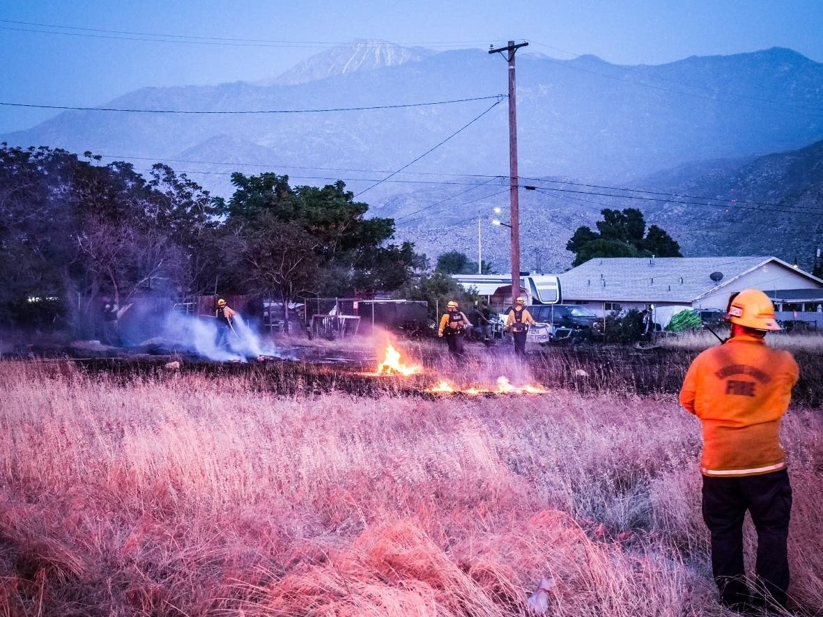 A fire ignited in flashy brush in Banning overnight Tuesday, firefighters say.
