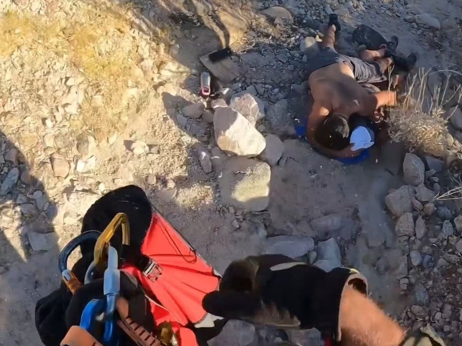 The female patient and her boyfriend were hoisted from the Painted Canyon desert trail near Salton Sea and Joshua Tree. Due to her severe condition, an aeromedical helicopter was dispatched to Rescue 9’s landing zone to fly the patient to the hospital. 