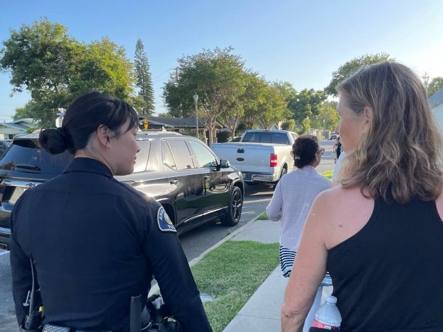 Anaheim Police set up a "Neighborhood Walk" to talk with residents about concerns in their neighborhood.
