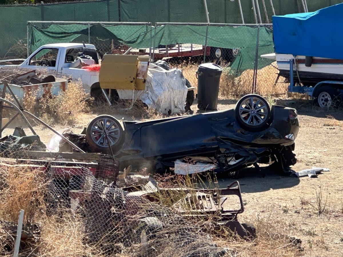 Firefighters extracted a victim from a two-car crash in Lake Elsinore on Monday.