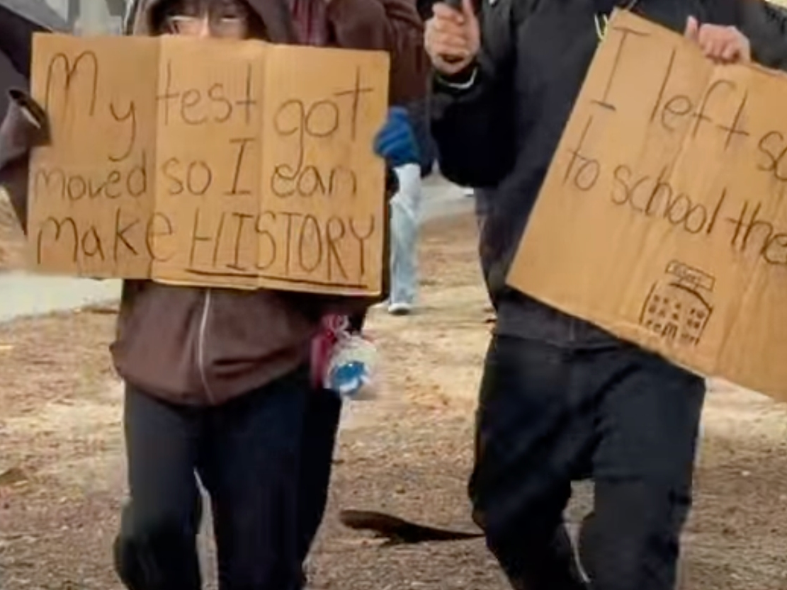 Beaumont High School students gathered in a peaceful protest on Wednesday.