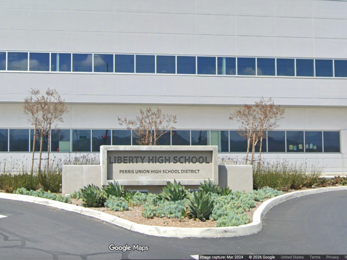 A student on an e-bike and another student collided in front of this Riverside County high school on Tuesday.