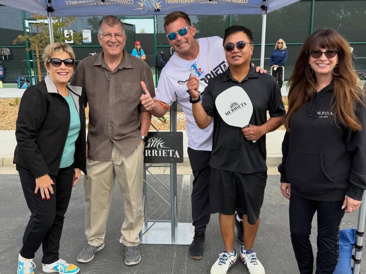 The Murrieta Community Services Department and City Council cut the ribbon for the 3-court pickleball expansion.