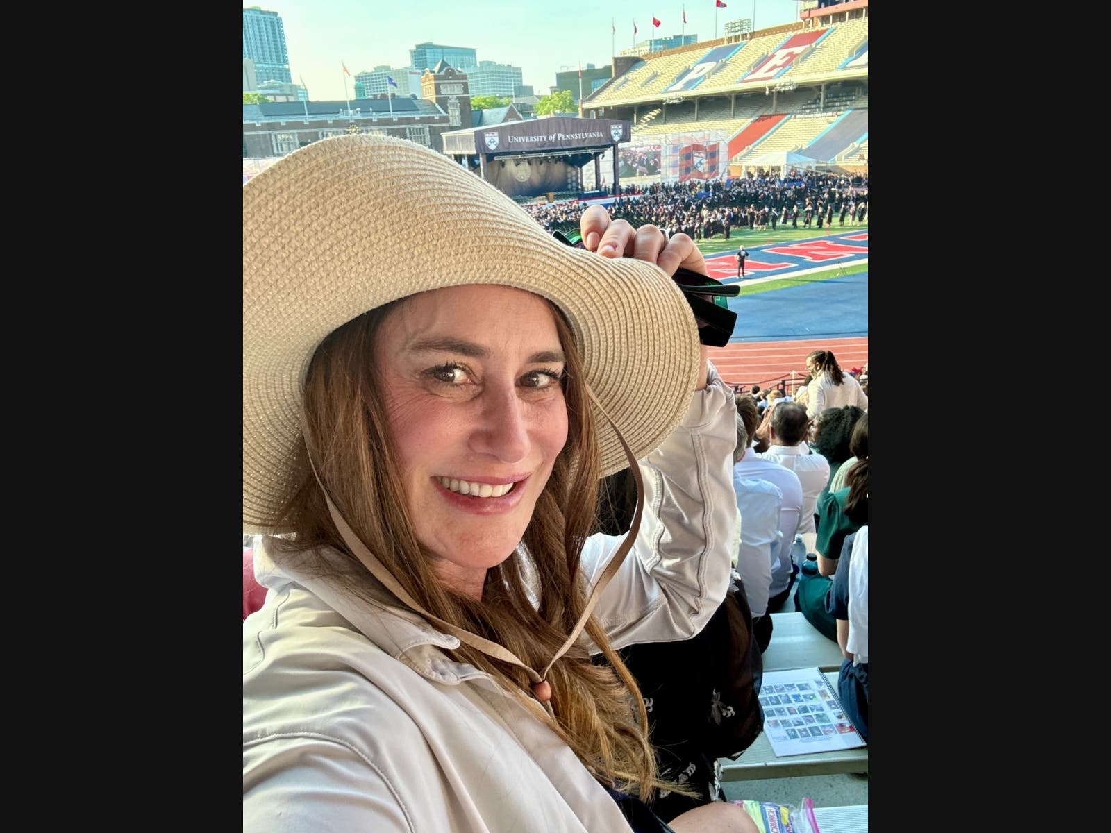 Mother Jeanne Pepper Bernstein watching the UPenn Graduation Stage, class of 2026.