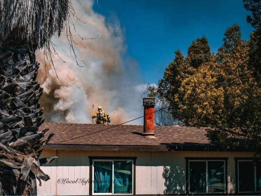 Smoke erupted from a Banning garage midday Monday.
