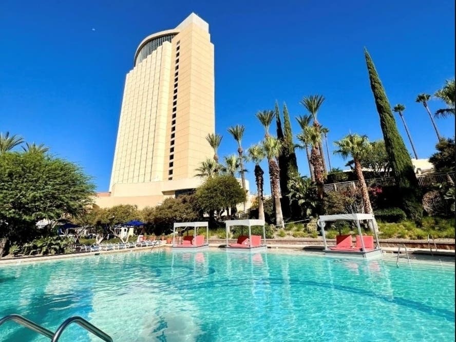 The pools at the Oasis at Morongo Resort Casino in Cabazon are available for a day pass fee.