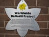 A plaque can be seen on the wall by the daffodils in honor of the children who died in the Holocaust.