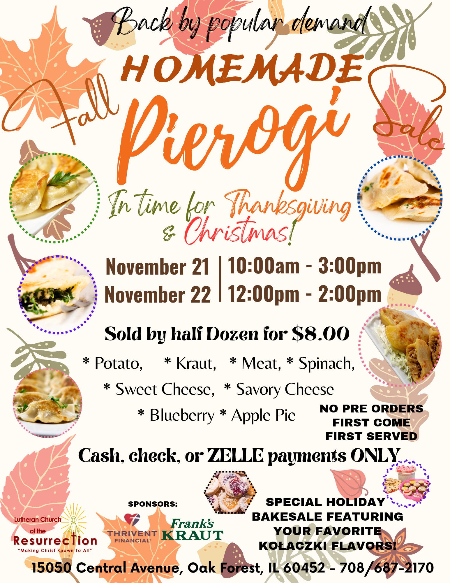 Fall Homemade Pierogi Sale