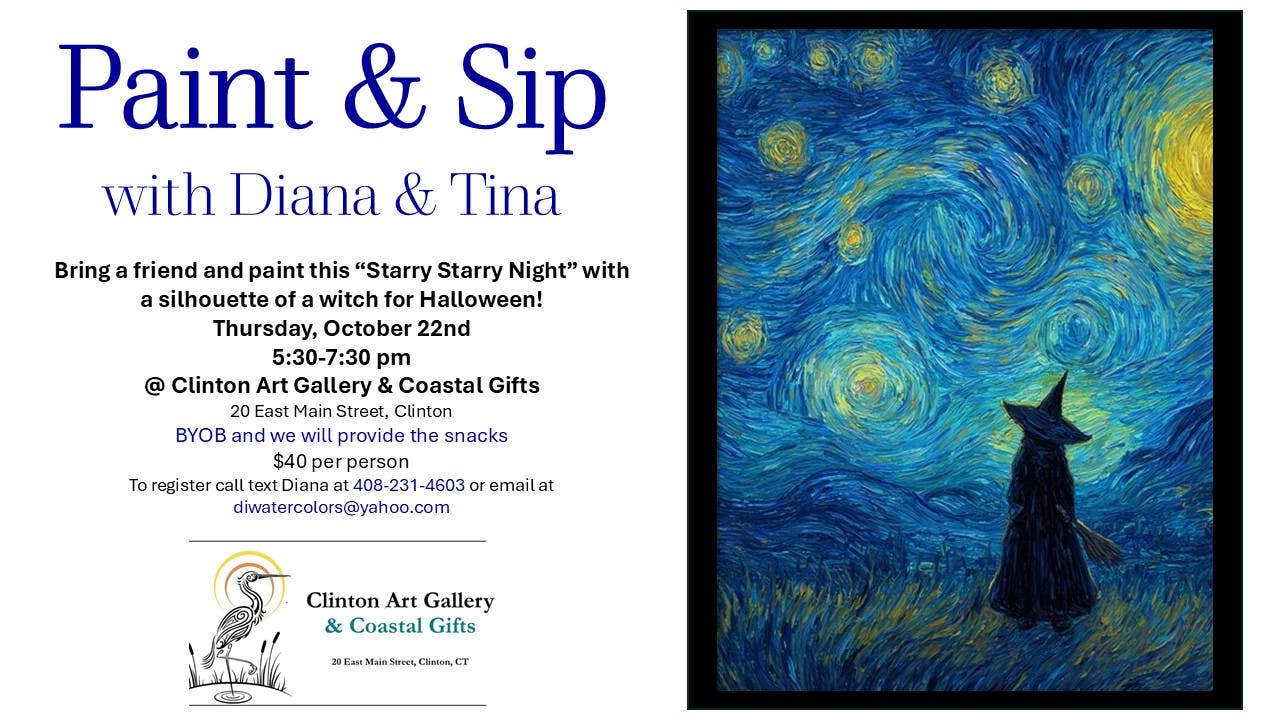 Paint & Sip with Diana & Tina @ Clinton Art Gallery
