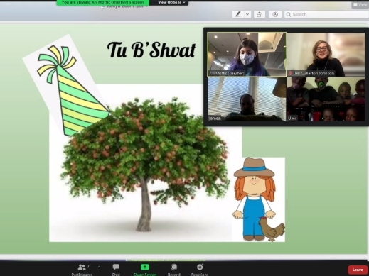 Temple Beth-El, Northbrook religious school students and students at the KiJana Global Innovation School in Kenya participate in an intra-cultural exchange Zoom session. 