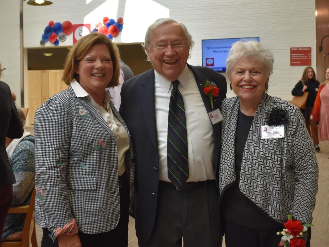 North Shore Senior Center’s “Super Senior” award recipient, Jim Ahtes, is flanked by special guest of honor Vivian Mitchel (far right), who coordinated the event for 22 years, and NSSC Executive Director Tish Rudnicki.

