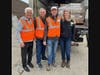 At the rear of the Loaves & Fishes truck are Hunger Resource Network volunteers (left to right) Jack Weisberg, Joe DiBlase, Rick Greenswag, HRN Board Member, and Melissa Luken of Loaves & Fishes ready for the return trip to the food pantry headquarters.  