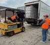 The Fraternite Notre Dame truck is being loaded by HRN volunteers with two ½ pallets of frozen chicken (5,000 lbs. the equivalent of 10,000 servings). Father Mary Michael of Fraternite Notre Dame, 502 N. Central Avenue, Chicago, will deliver the chicken. 