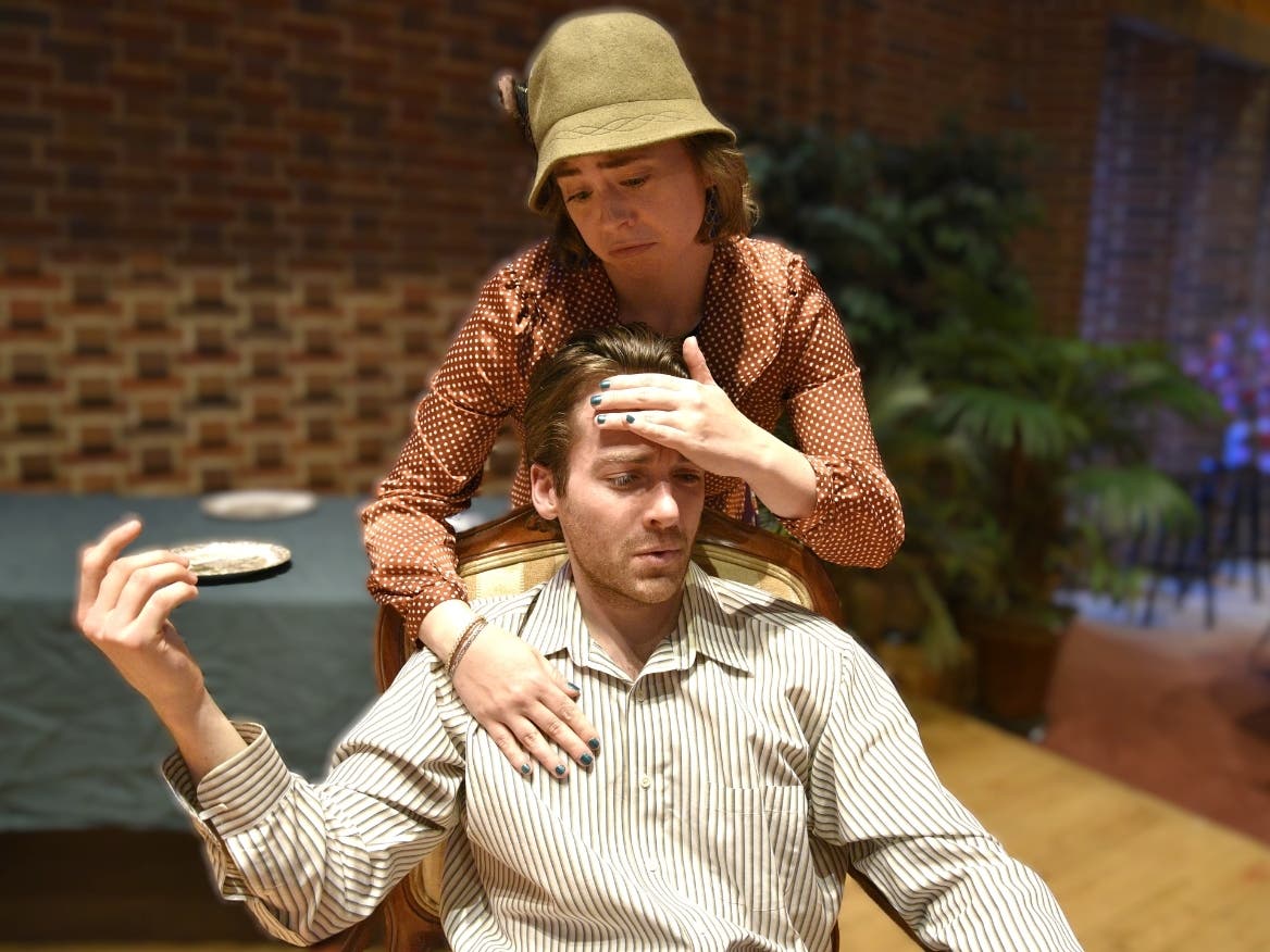 Actors Jean Mueller-Burr and Nick Furlong in Ghostlight Ensemble's production of "The Dover Road."