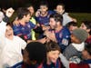 San Ramon FC's men's pro-development team celebrates with fans after their clinching win vs San Francisco's Olympic Club on November 23, 2025 at Tiffany Roberts Field in San Ramon.